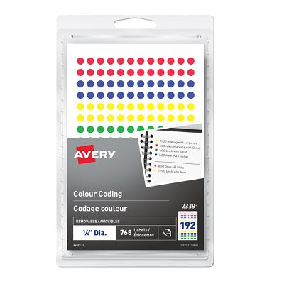 Code Étiquettes-Couleur, Diamètre 1/4 ", Assorti 768 / Pk