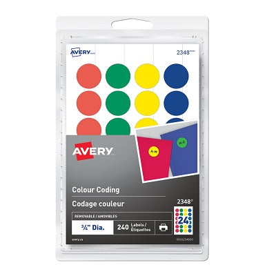 Etiquettes - Codes De Couleurs Diametre De 3/4" Assortis 240 /Pqt