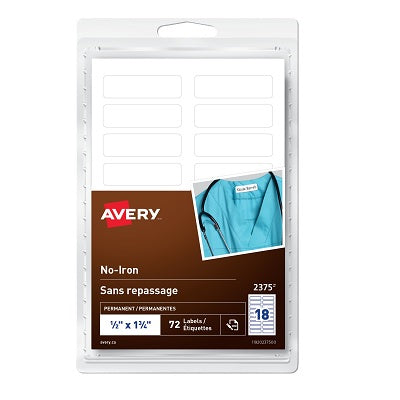 Etiquettes Pour Tissus Sans Repassage Blanc 1/2X1-3/4 72 / Pqt