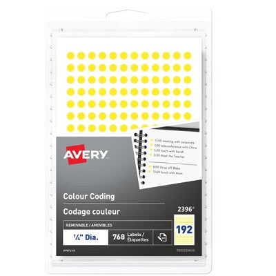 Etiquettes-Code De Couleur, Diametre De 1/4", Jaune, 768/Pqt