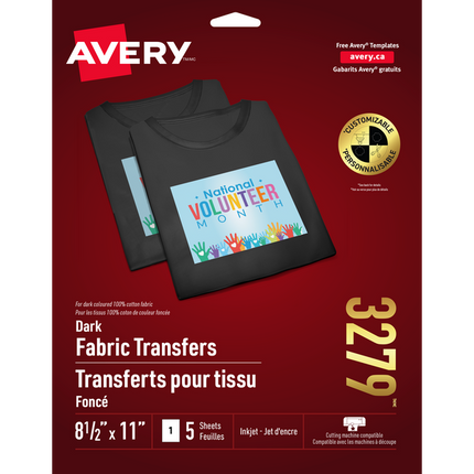 Avery T-Shirt Transfer Sheets, 8-1/2 x 11 in., 5/Pack 