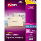 Étiquettes D'Adresse Transparentes Easy Peel D'Avery, 1/2 X 1-3/4 Po (800 Étiquettes), 10 Feuilles/Pqt