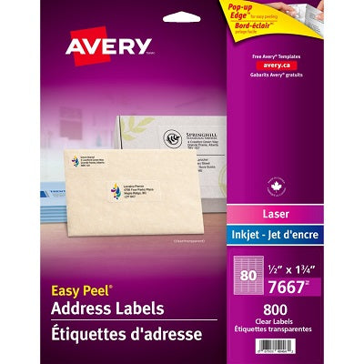 Pack of 800 labels 1/2 in. x 1 3/4 in. transparent 80/sheets