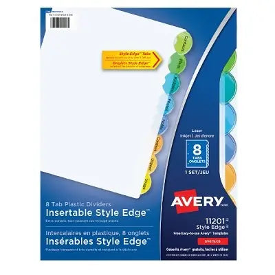 Avery Style Edge Insertable Dividers, Assorted Colors, 8 Tabs