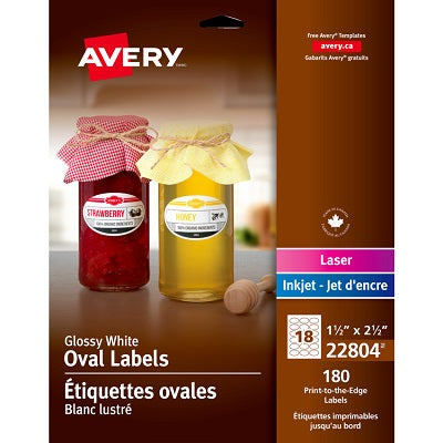 Étiquettes Ovales Blanches Permanentes D'Avery