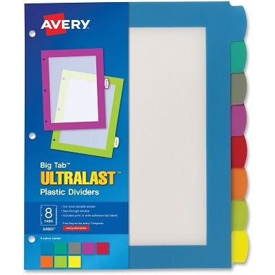 Big Tab Ultralast Intercalaires En Plastique Pour Imprimantes À Laser Ou Jet D'Encre, 8 Onglets, D'Avery