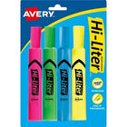 Avery Hi-Liter Highlighter, Chisel Tip, Assorted Colors, 4/Pack 