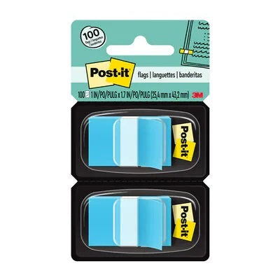 Languettes De Post-It, 1 X 1-11/16 Po, 50 Languettes Par Distributeur, Bleu, 2 Distributeurs/Pqt