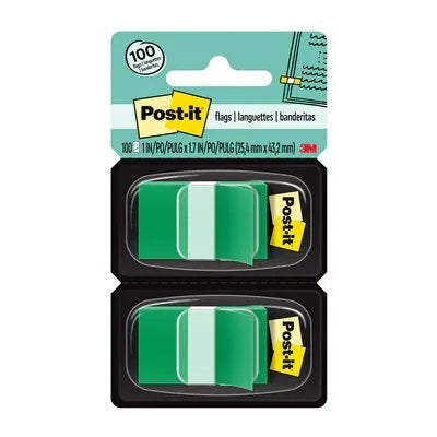 Languettes De Post-It, 1 X 1-11/16 Po, 50 Languettes Par Distributeur, Vert, 2 Distributeurs/Pqt