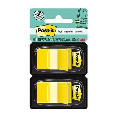 Languettes De Post-It, 1 X 1-11/16 Po, 50 Languettes Par Distributeur, Jaune, 2 Distributeurs/Pqt