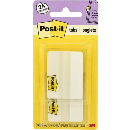 Post-It 2" Flat Filing Tabs, 12 Tabs/Pad, White, 2 Pads/Pack