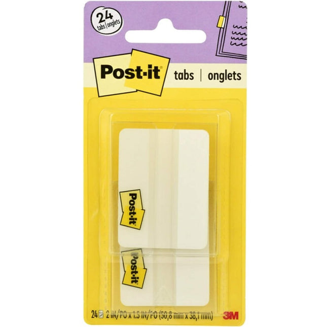 Post-It 2" Flat Filing Tabs, 12 Tabs/Pad, White, 2 Pads/Pack