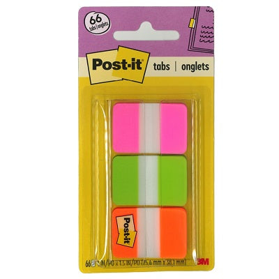 Onglets De Post-It, 1 Po, 22 Onglets Par Bloc, Rose, Vert Et Orange, 3 Blocs/Pqt