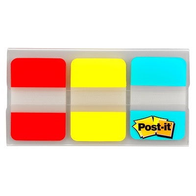 Onglets De Post-It, 1 Po, 22 Onglets Par Bloc, Rouge, Jaune Et Bleu, 3 Blocs/Pqt