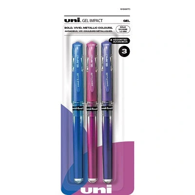 Stylos Gel 1.0Mm Métallique Bleu/Violet/Rose 3/Pqt