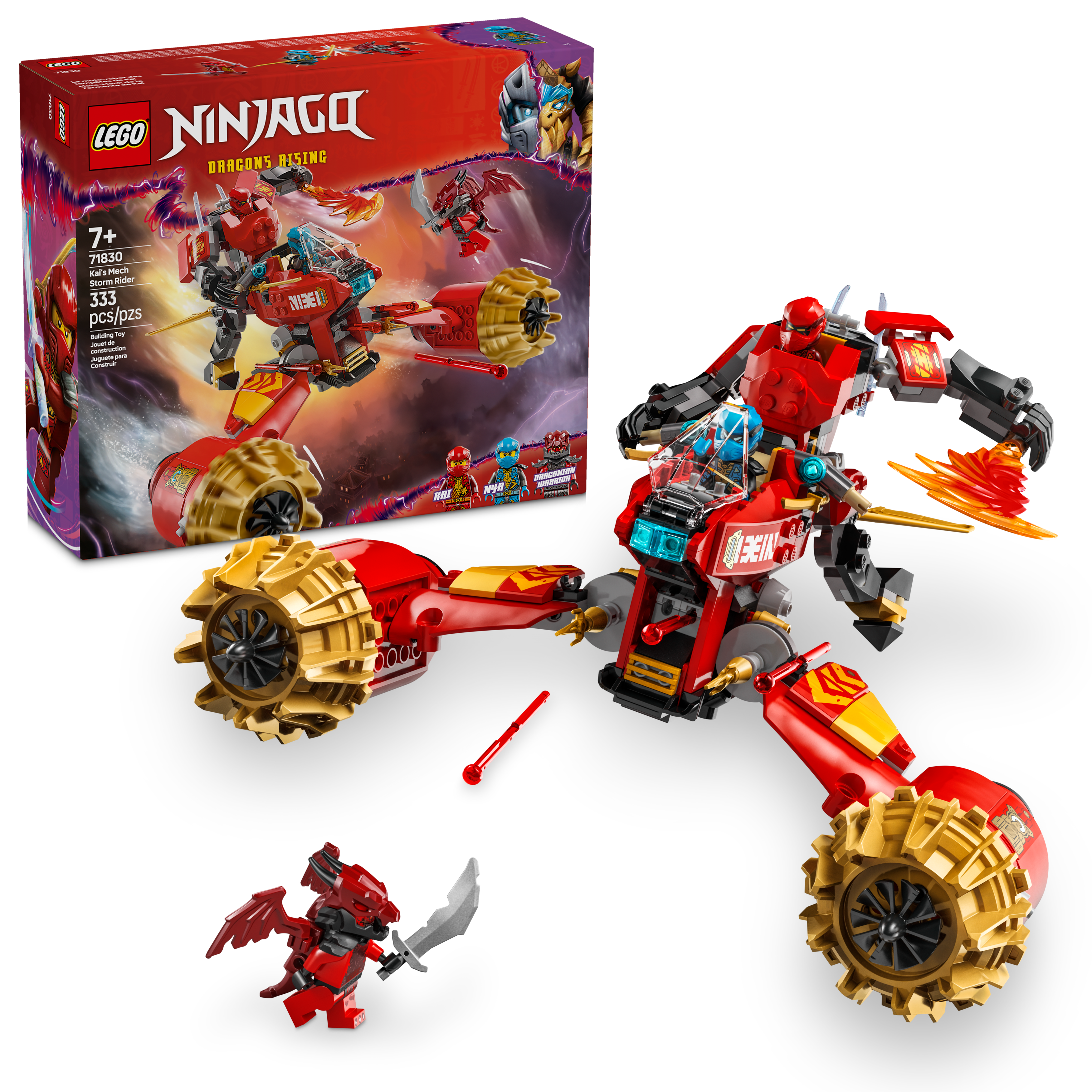 メガドリーム ARコンプリートセット 10set LEGO® NINJAGO® Kai's Storm Mech Bike, Ninja Combo Toy 71830 – La