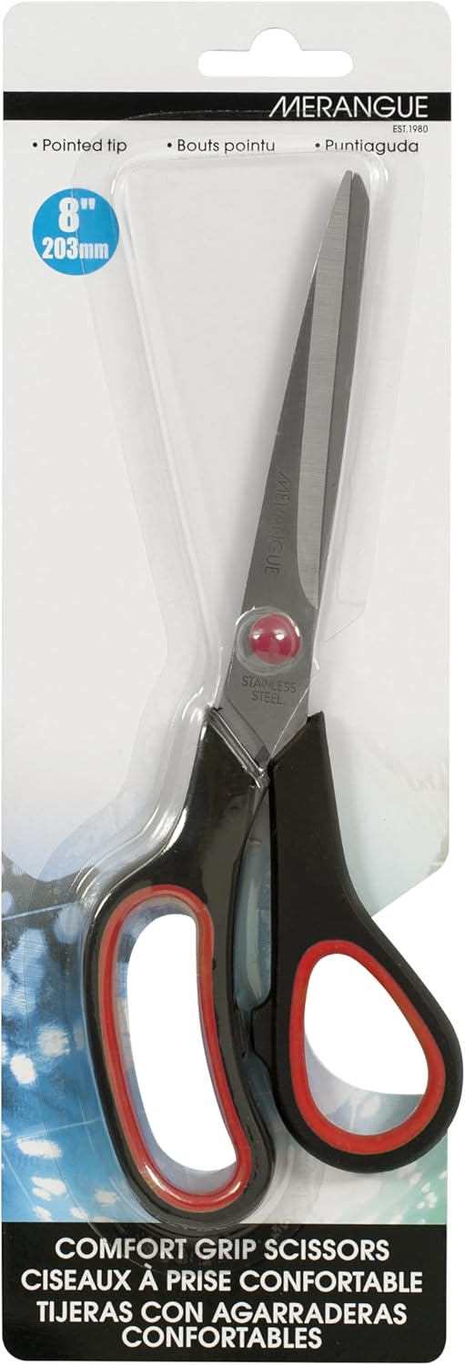 Ciseaux en acier inoxydable, droits de 20,3 cm, prise en main douce, la couleur peut varier