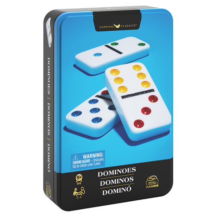 Classic Double-6 Dominoes Game in a Metal Box