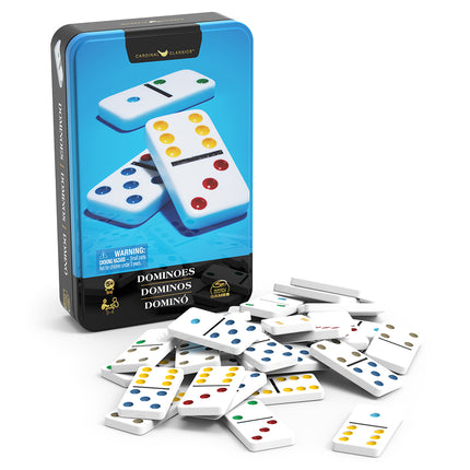 Classic Double-6 Dominoes Game in a Metal Box