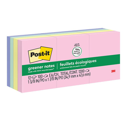 Post-it® Greener Notes - Sweet Sprinkles Collection 1-1/2 x 2 in 100-sheet pad (12-pk)
