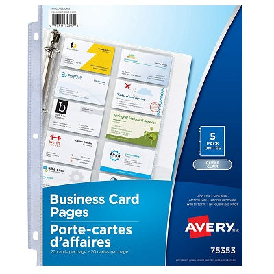 Porte-Cartes D'Affaires Pour Reliures D'Avery, Transparent