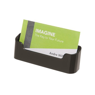 deflecto® sustainable office business card holder, 50 card capacity, black