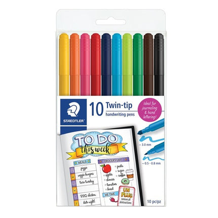 10 Staedtler Twin-tip felt-tip writing pens