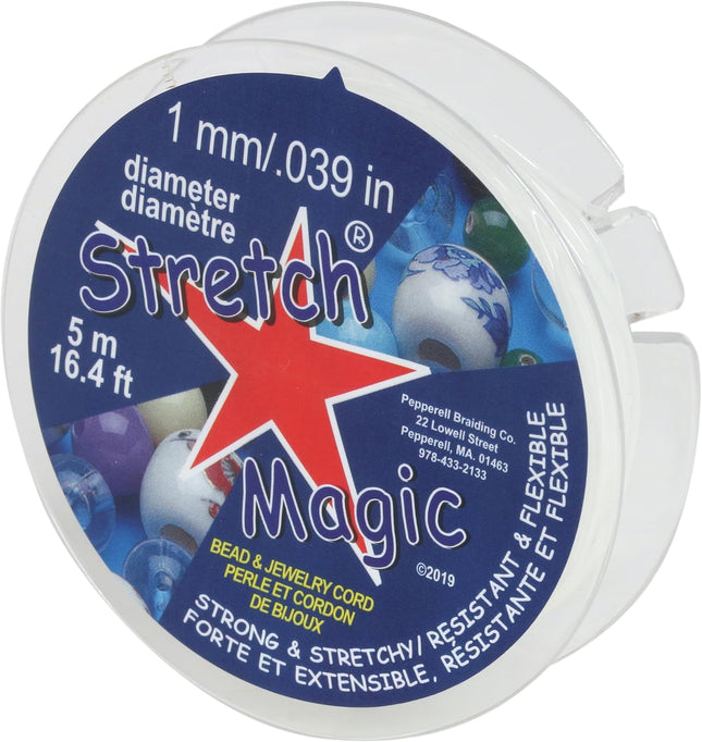 Stretch Magic Cordon élastique pour perles – Couleur claire, 1 mm de diamètre, 5 m – Facile à nouer, solide et extensible pour la fabrication de bijoux en perles