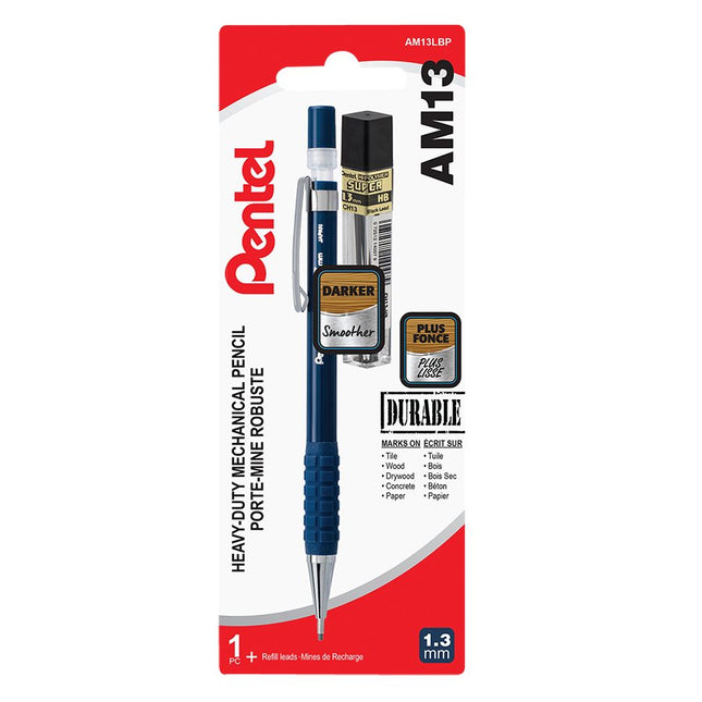 Portemine robuste Pentel AM13 1.3mm avec paquet mines