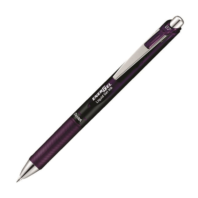 Stylo Energel 0.7 retractable Bordeaux noir