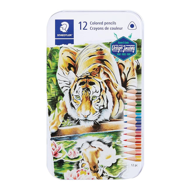 Metal box of 12 Staedtler colored pencils