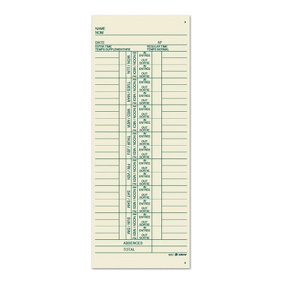 Paquet De 100 Feuilles De Temps Hebdomadaires, Bilingues
