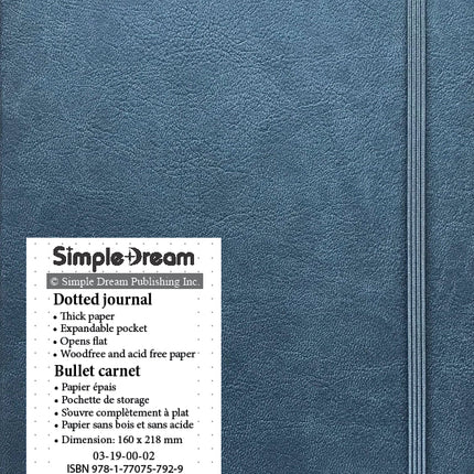 6.25" X 8.5" vegan leather navy journal with elastic closure