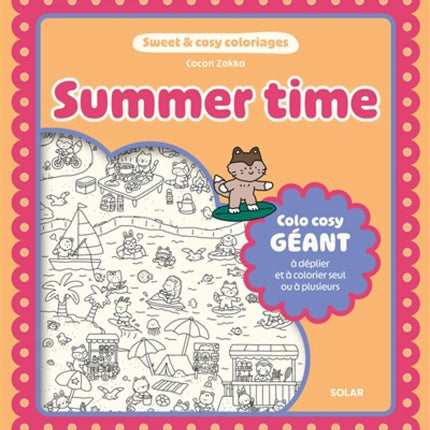 Summer time : colo cosy géant à déplier et à colorier seul ou à plusieurs