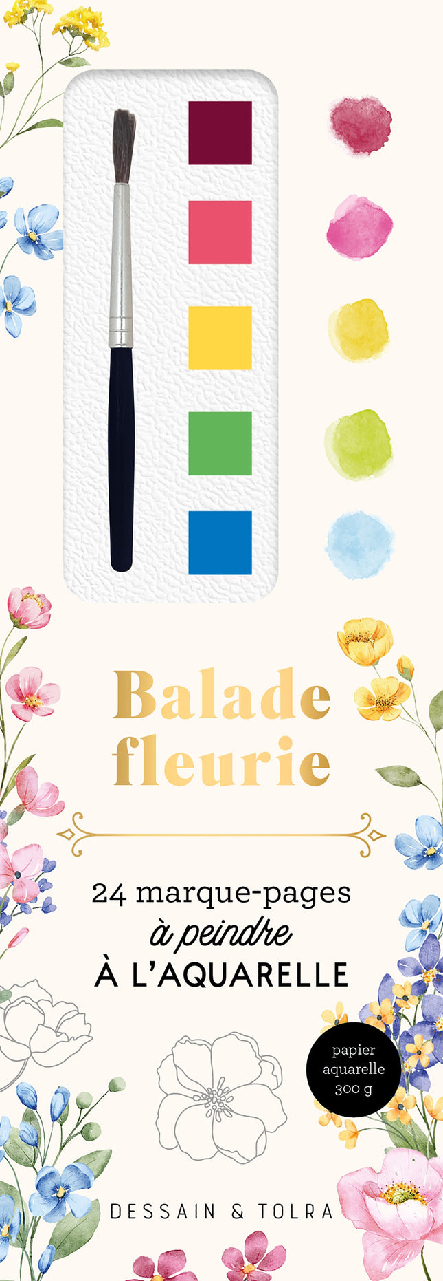 Marque-pages à peindre à l'aquarelle - Balade fleurie