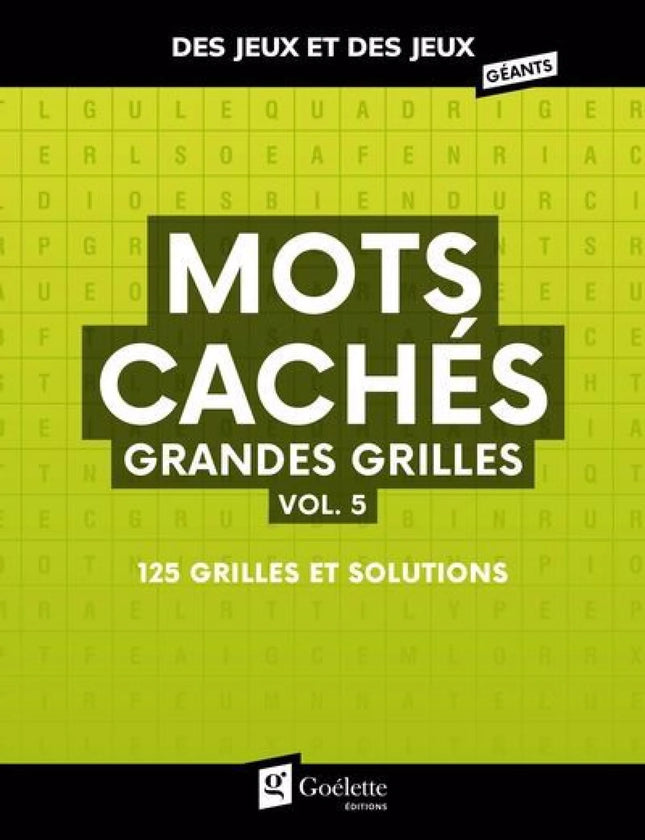 Mots cachés grandes grilles vol. 5 : 125 grilles et solutions
