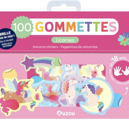 Ma pochette de 100 gommettes Licornes : qui brillent dans le noir