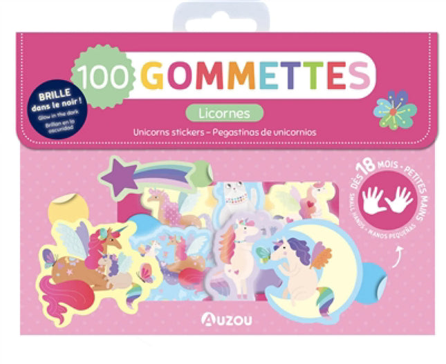 My 100-sticker Unicorns pouch: glow in the dark