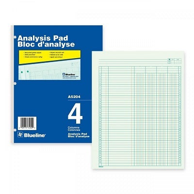 Blueline A5200 10-7/8X8-1/2" 4 Column Analysis Block