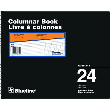 Blueline A769 Livre À Colonnes 12 X 14-15/16 Po 24 Colonnes