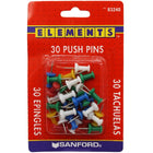 Pack of 30 assorted color push pins