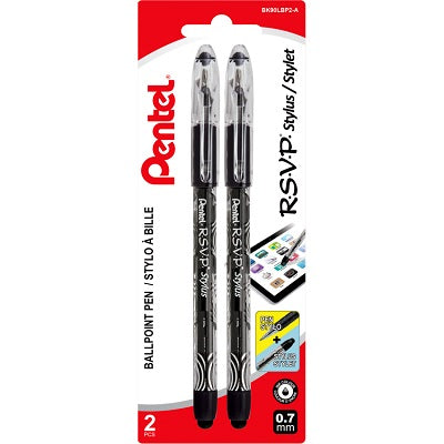 RSVP Stylus/Ballpoint Pen, Medium Point, Black, 2 Count