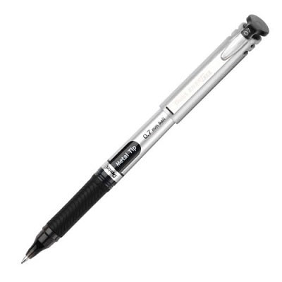 Stylo À Bille Roulante Et Pointe Métallique Energel, 0,7 Mm, Noir