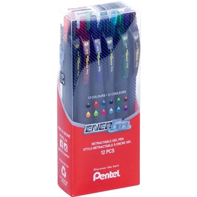 Energel 0.7mm Gel Pens Assorted 12/Pack 