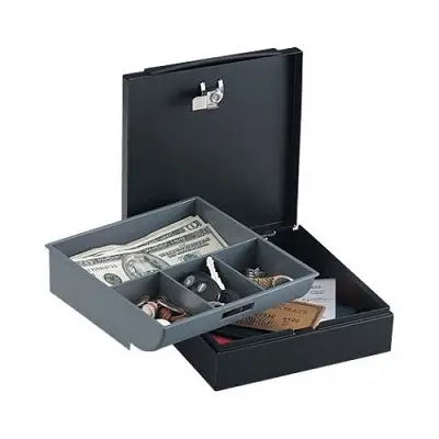 Coffret-Caisse Avec 4 Compartiments, Plateau Amovible Et Serrure À Clé — 01878