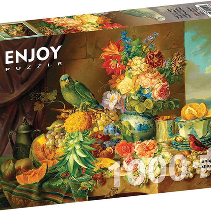 c-T 1000 Enjoy Still Life with Fruit Flowers ans Parrot