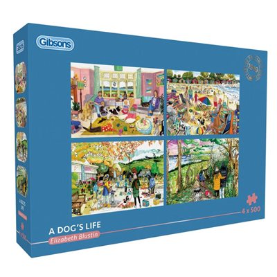 Puzzle - 500 pcs - A Dog's Life (4 Puzzles) (EN)