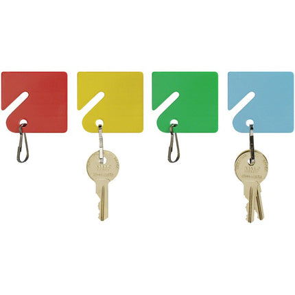 MMF Snap Hook Slotted Rack Key Tags - 1.40" Length - Square - Hook Fastener - 1 / Pack - Plastic - Red, Yellow, Green, Blue