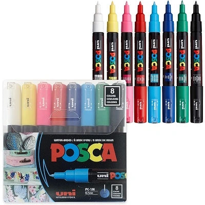 Marker-Paint, Posca Waterbased, Extra Fine 8/Pk