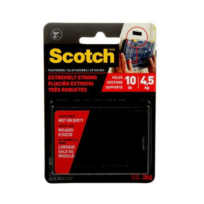 Scotch® Extreme Fasteners, 1 x 3 in., Black 2/Pkg